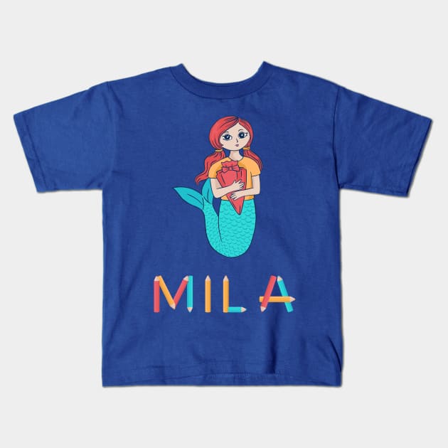 School Enrollment Mermaid Mila Kids T-Shirt by DePit DeSign